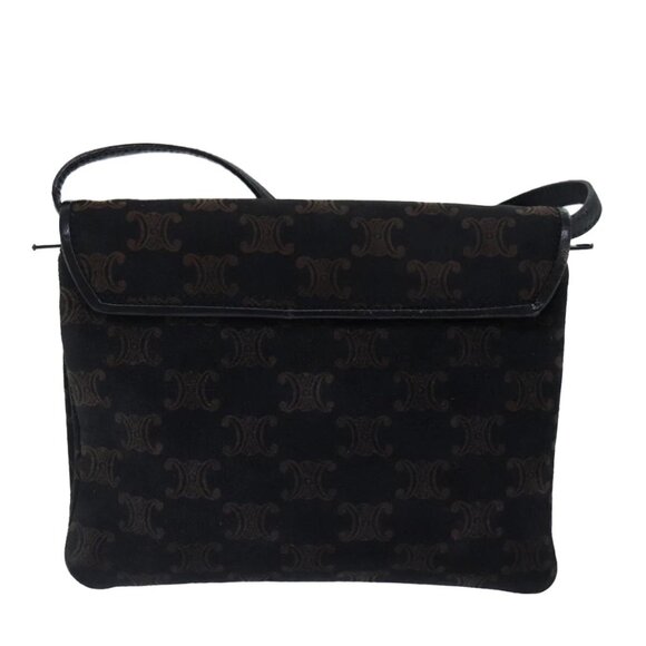 CELINE Macadam Canvas Shoulder Bag Gold Black Auth - Picture 3 of 16